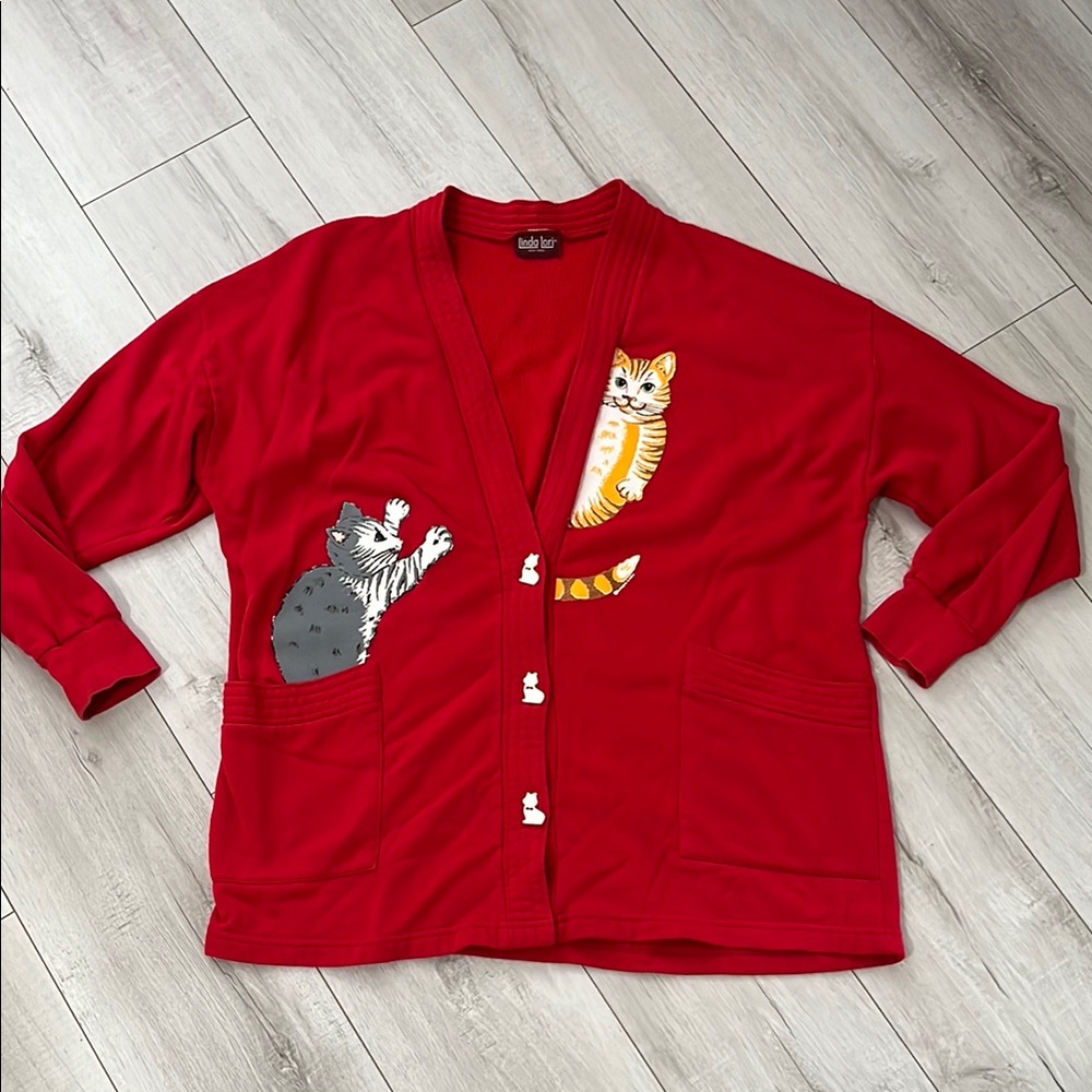 Vintage Linda lori cat cardigan
